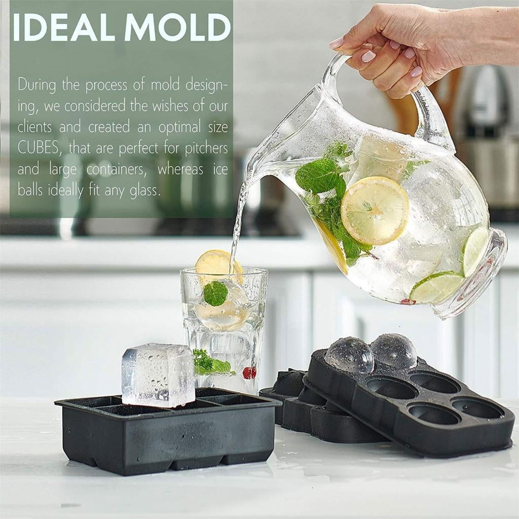 2 PCS Round and Square Flexible Food Grade Ice Tray Kitchen Accessories Ice Maker for Wine Cocktails