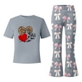 thumbnail image 6 of Gaexia Kids Lounge Sets Girls,Valentine's Day Girls Outfit Cute Bow Heart Print Short Sleeve Top With Flare Leg Pants Toddler Two Piece Matching Fashion Clothes,9-10 Years, 6 of 6