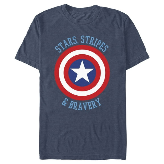 Men's Marvel Avengers Captain America Stars Stripes & Bravery Graphic Tee Navy Blue Heather 3X Large