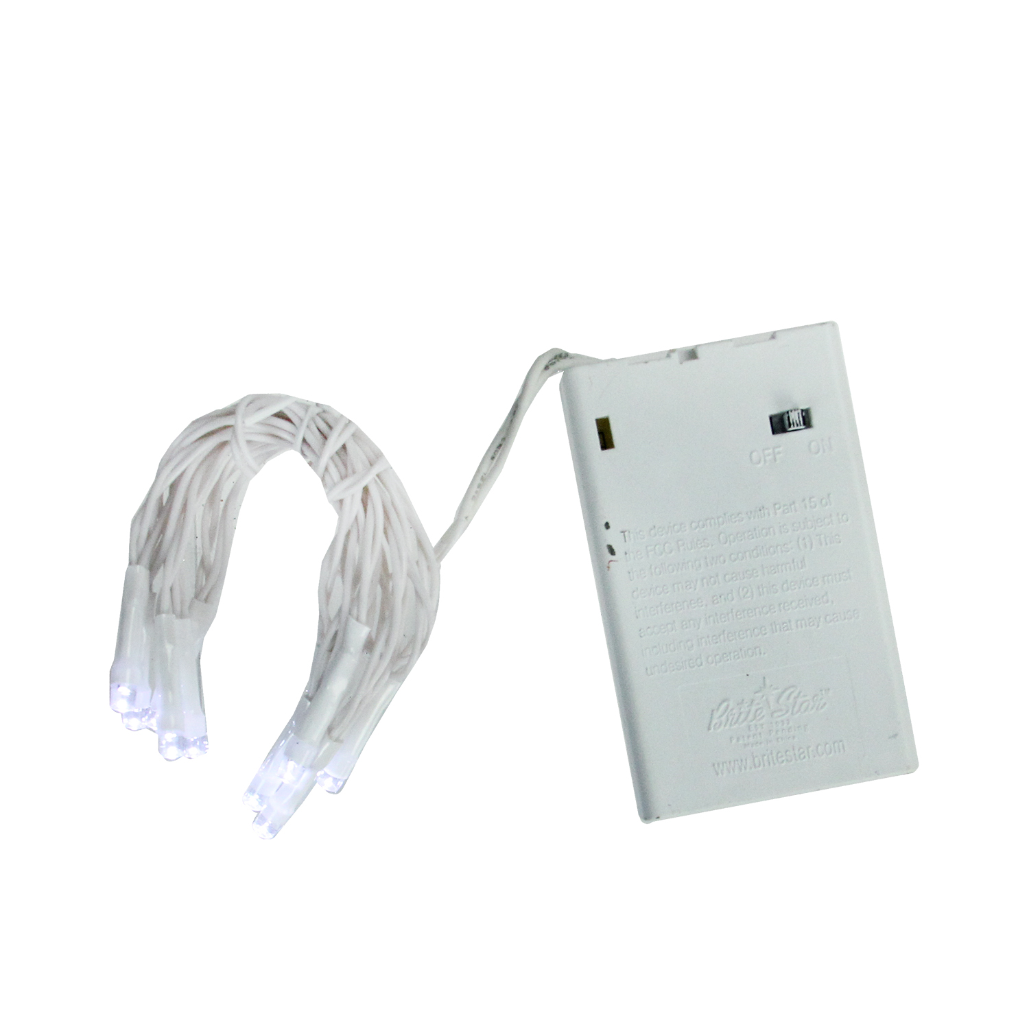 10 Battery Operated White LED Wide Angle Christmas Lights - 3 ft White Wire - image 2 of 3