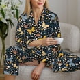 thumbnail image 6 of Yiaed Flowers Butterfly Print Pajamas Women's Long Sleeve Sleepwear Soft Button Down Loungewear Pjs Lounge Set Nightwear Womens Pajama Pants-X-Large, 6 of 7