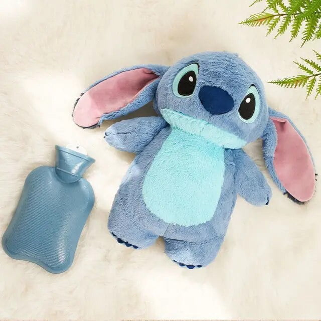 Disney Anime Hobby Stitch-botella de agua caliente de felpa extragrande para mujer, calentador de manos de llenado de agua para el hogar para novia, Invierno
