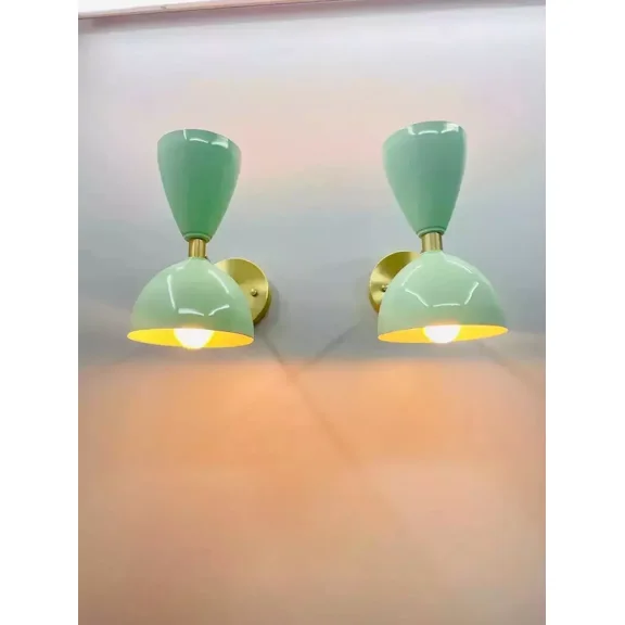 MH Overseas 1950's Pair of Diabolo Metal Shade Wall Sconce, Italian Mid-Century Modern Wall Lamps