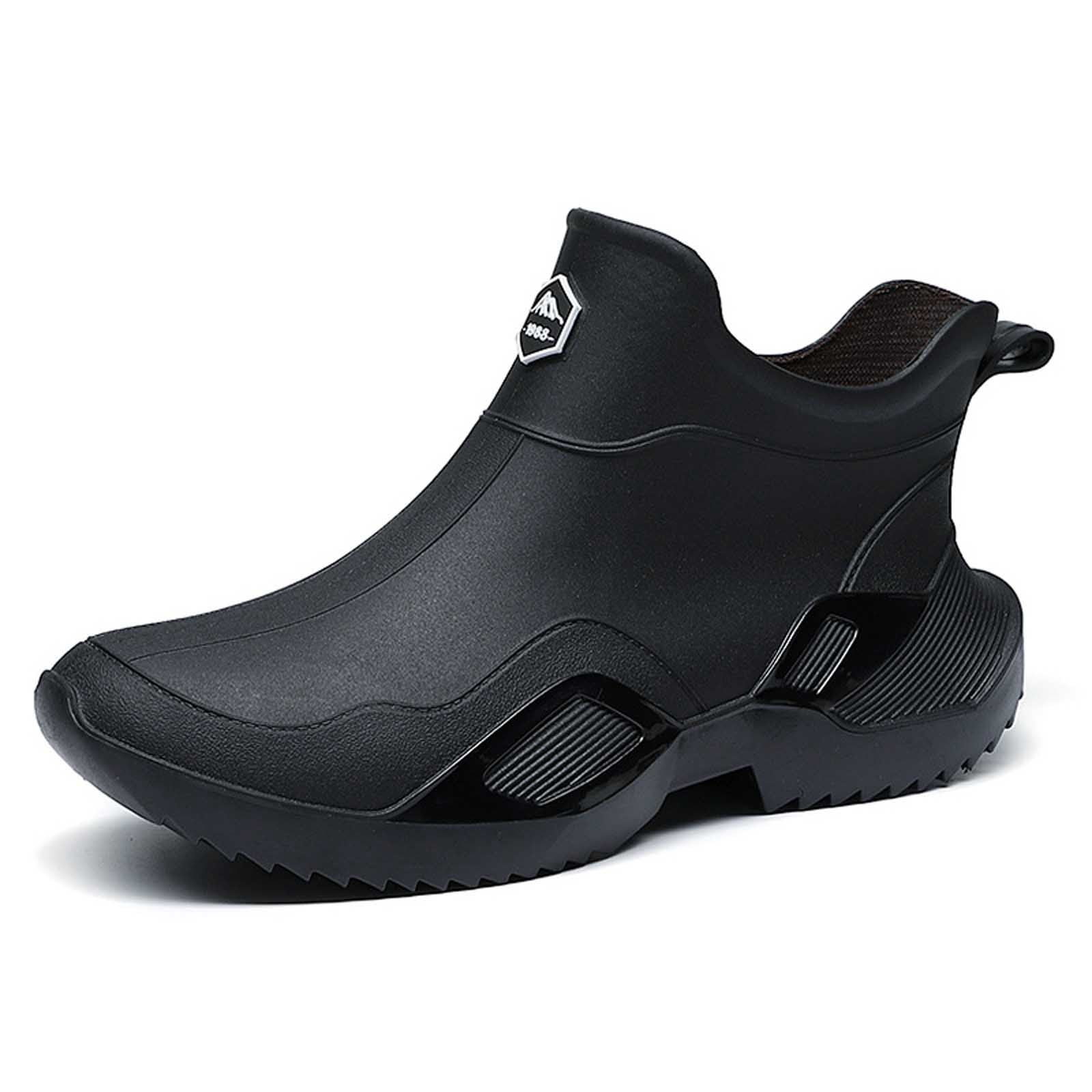 Rain Boots Women Non- Rubber High Top Unisex Rain Shoes Women Rain Boots (Black 7.5)