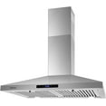 thumbnail image 2 of JOEAONZ 30 Inch Stainless Steel Wall Mount Range Hood with Touch Control, 450 CFM, 3 Speeds, Ducted/Ductless Convertible, Chimney-Style Kitchen Vent Hood, 2 of 8