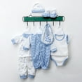 thumbnail image 2 of YDFCWX Baby Boy Layette Sets Newborn Preemie Baby Boy Girl Layette Set Baby Boys 8-Piece Cotton Bodysuits Pants Set Unisex Baby Gift Sets 0-3 Month Layette Set for 0-3 Months,Blue, 2 of 5