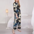 thumbnail image 3 of Lsque Exotic Blue Cat Pattern Long Sleeve Pajama Set for Women - Soft 2-Piece Sleepwear and Loungewear Set with Pockets, Comfy Nightwear-XX-Large, 3 of 7
