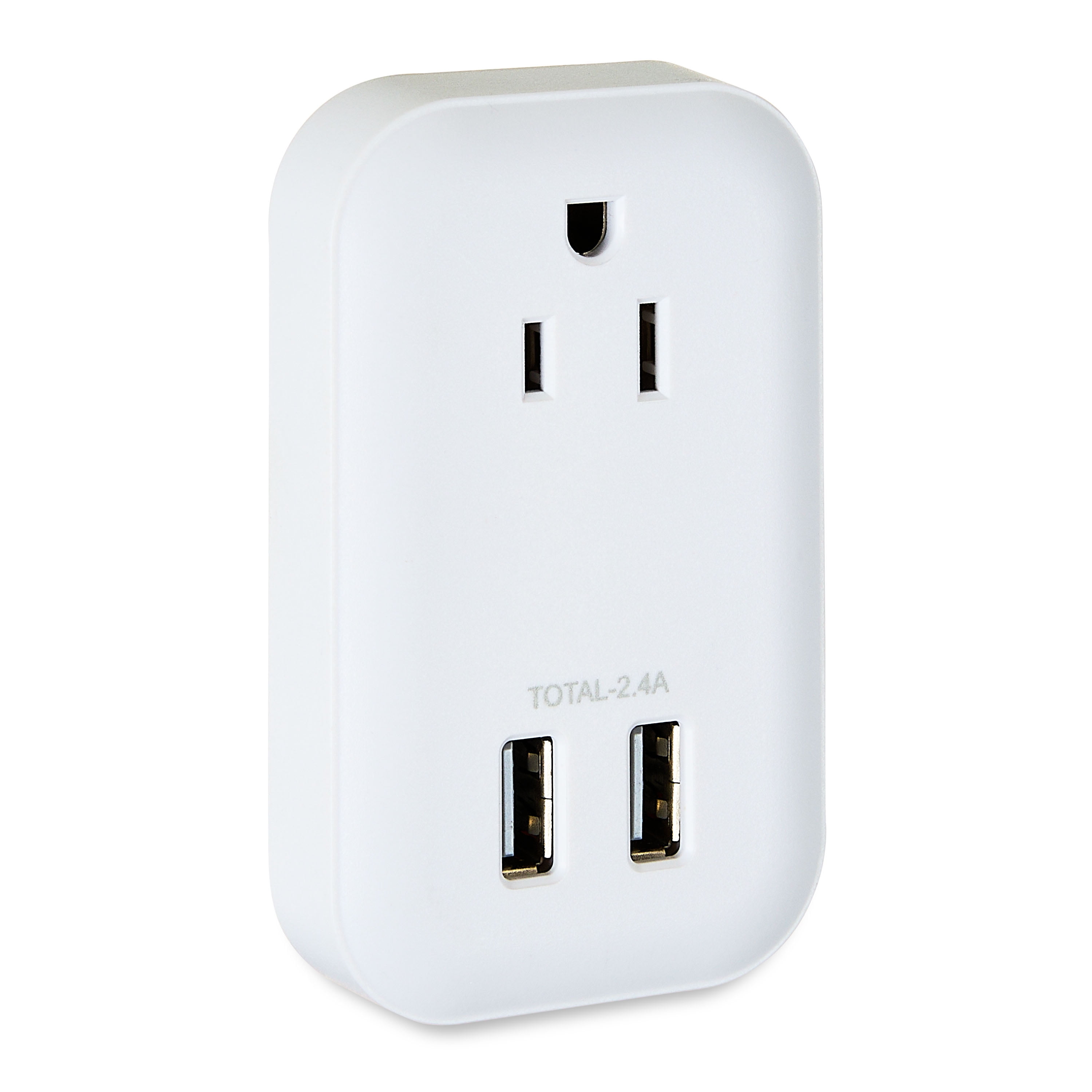 Hyper Tough USB Outlet Extender & Surge Protector, 1 Outlet Splitter with 2 USB-A Ports, White