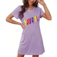 thumbnail image 1 of Camisón corto de mujer, vestido de largo medio con estampado de moda, camisón corto extragrande de mujer, camisón de manga corta con estampado de pecho a la moda, camisón de mujer, 1 of 6