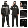 thumbnail image 2 of 2Pcs/Set Raincoat Pants Set Hoodie Buttons Outdoor Working Rainproof Oxford Cloth Rainwear Set with Reflective Strip (black,2XL), 2 of 7