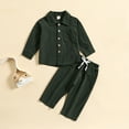 thumbnail image 6 of LYMAYTER Toddler Boys Spring Fall Cotton Linen Clothes Outfits 2PCS Baby Long Sleeve Button down Shirt Elastic Waist Pants for 6M-4Y, 6 of 10