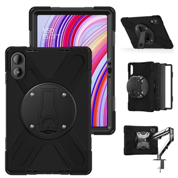 XYX Case for Xiaomi Pad 6S Pro 12.4 inch 2024 with VESA 75x75mm, 360 Rotation Kickstand & Shoulder Strap & Screen Protector, Black