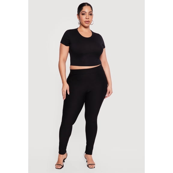 Women's Plus Size Ponte Pull On Skinny Pants