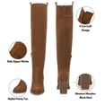 thumbnail image 3 of Women Faux Suede Knee High Side Zipper Chunky Heel Stretch Winter Boots, 3 of 3