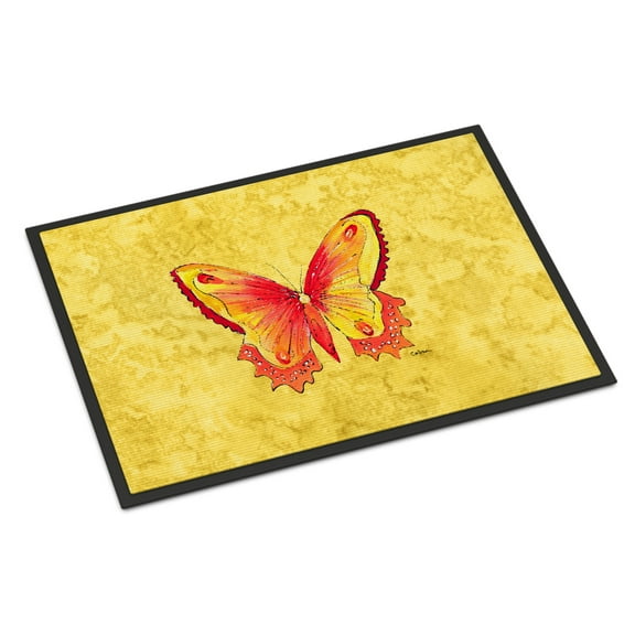 Carolines Treasures 8857MAT Butterfly on Yellow Doormat 18x27 27"L x 18"W multicolor