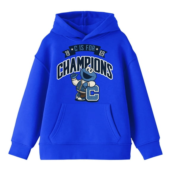Bioworld Sesame Street C Is For Champions Youth Royal Blue Hoodie-XS