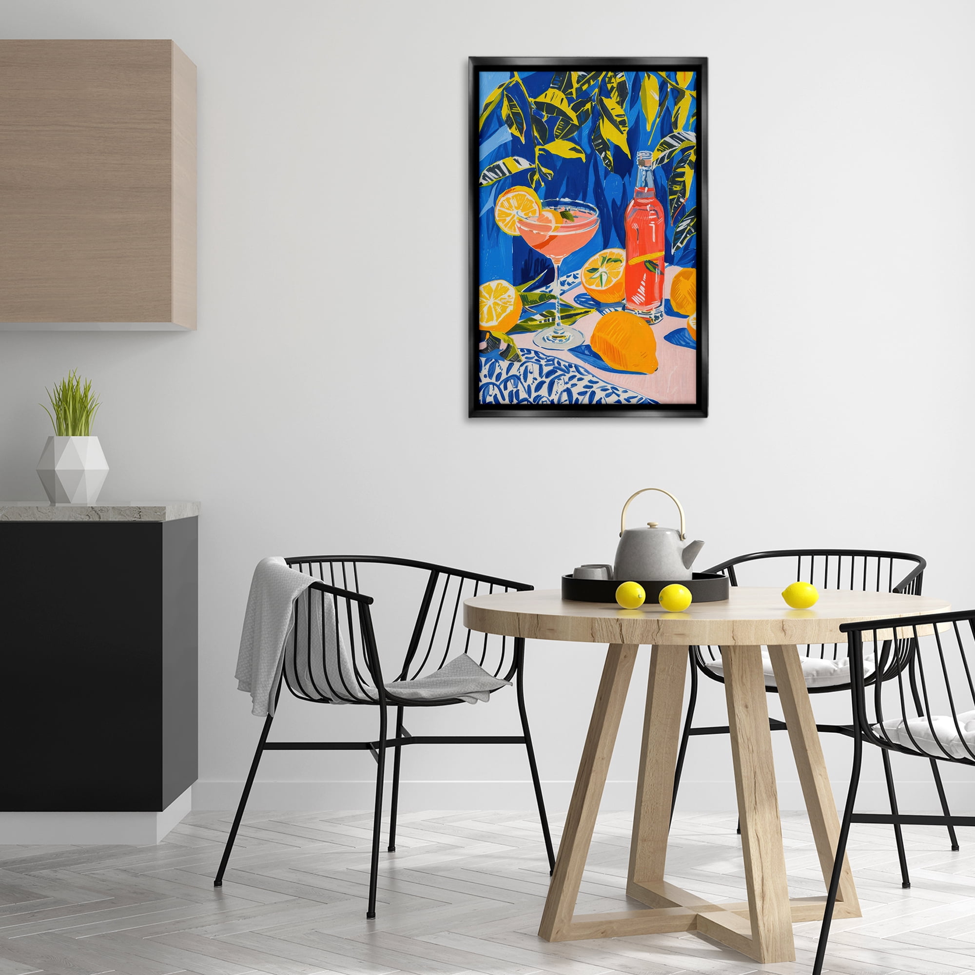 Stupell Industries Citrus Cocktail Still Life Food & Beverage Painting Black Floater Framed Canvas Art Print Wall Art, 21 x 31