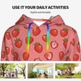 thumbnail image 4 of Xecao Red Strawberry Pattern Hoodies for Women Sweatshirts Long Sleeve Sweatshirts Pullover Outfits with Pocket-Small, 4 of 7