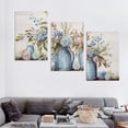 thumbnail image 4 of Nawypu Flowers Canvas Wall Art for Living Room Wall Decor Indigo Floral in Jar Canvas Painting Pictures Vintage Botanical Flower Bottle Canvas Artwork for Home Wall Decorations 12''x16''X3 Panels, 4 of 4