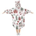 thumbnail image 2 of FORMRS Wearable Blanket Hoodie with Sleeves for Kids Cozy Flannel Sweatshirt, Red Nordic Christmas, 2 of 7