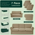 thumbnail image 3 of Set of 7 Stretch Check Spandex Jacquard Sofa Covers (Large, Sand), 3 of 6