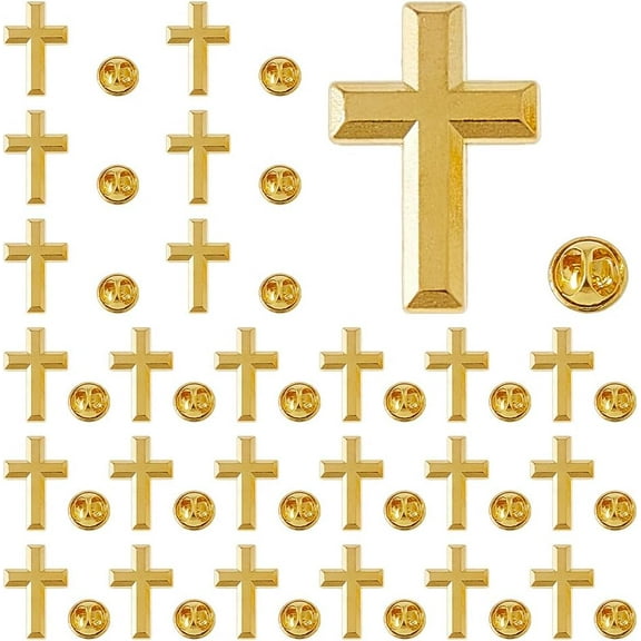 24PCS Alloy Brooch Pins Golden Lapel Pins 2.4x1.6cm Christian Brooches for Funeral Church Pray Public Event Metal Lapel Pin Bulk for Costume Decorations