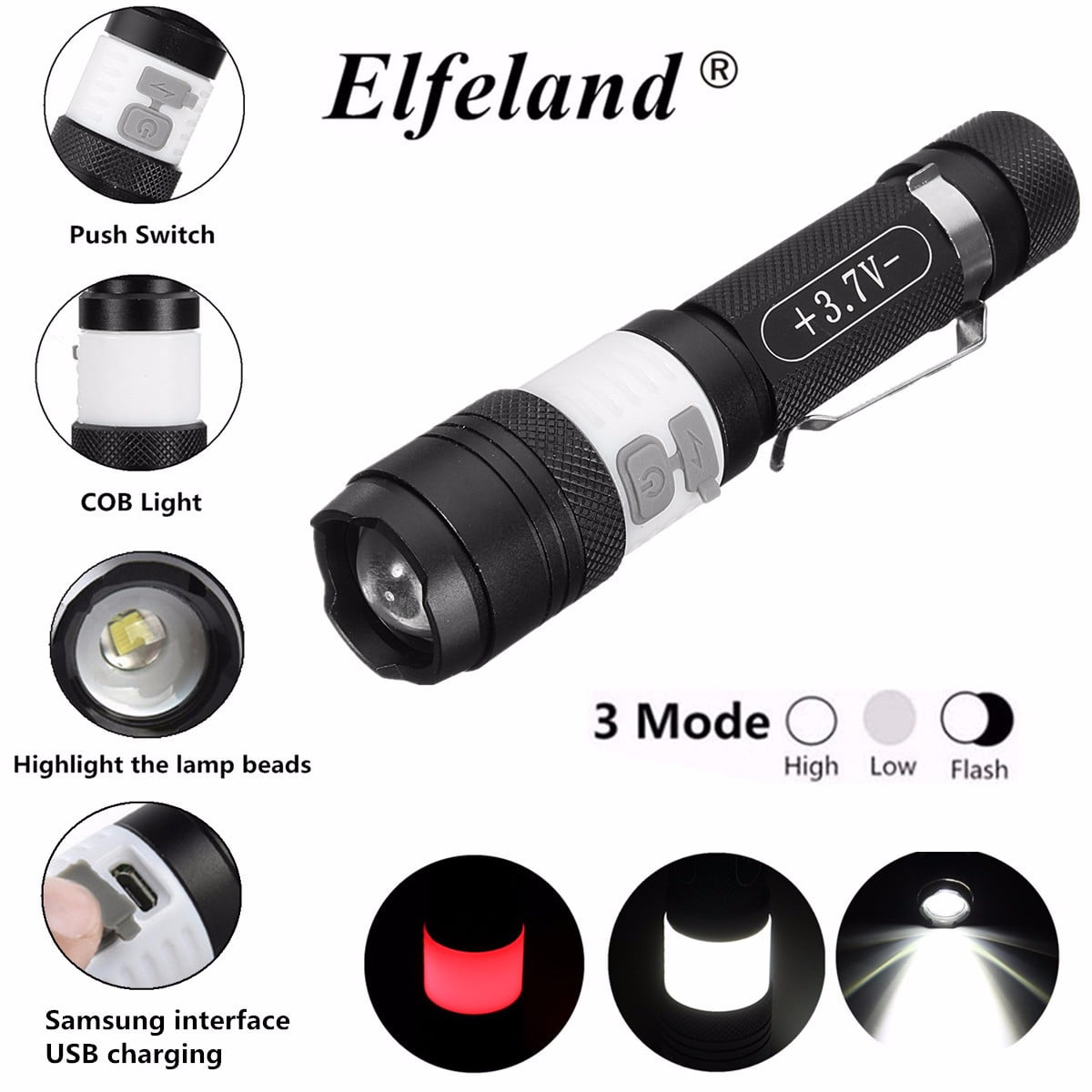 Details about   T6 LED Bright Zoom Flashlight Powerful Camping Lamp Torch I3F7 