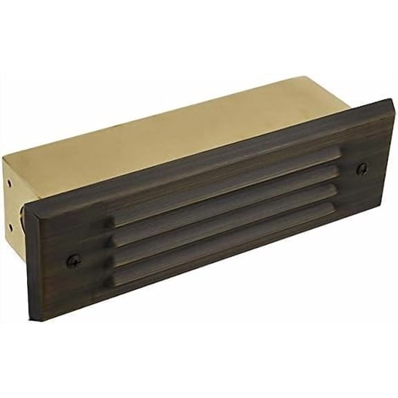 MarsLG BRS1 ETL-Listed Solid Brass Low Voltage Landscape Extra Wide Step Light with Louvered Face Plate in Antique Brass Finish and Free G4 LED Bulbs, 36ST03BS