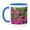 Blue/White, variant on 3drose, Ruby-throated Hummingbird Male Feeding on Petunias, Texas, Usa., 11oz Two-tone Black Mug