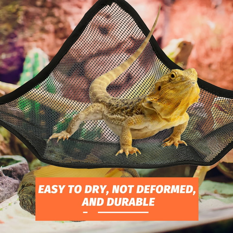 4 Pcs Toys Crested Gecko Tank Accessories Reptile Hammock Bearded Dragon Lizard Terrarium Farm Pet Accessory Glue Net Size 33X33X3CM Black