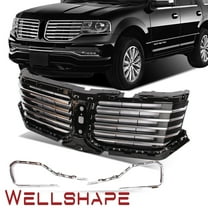 JX RACING Front Upper Grille Black with Chrome Trim for 2015-2017 Lincoln Navigator