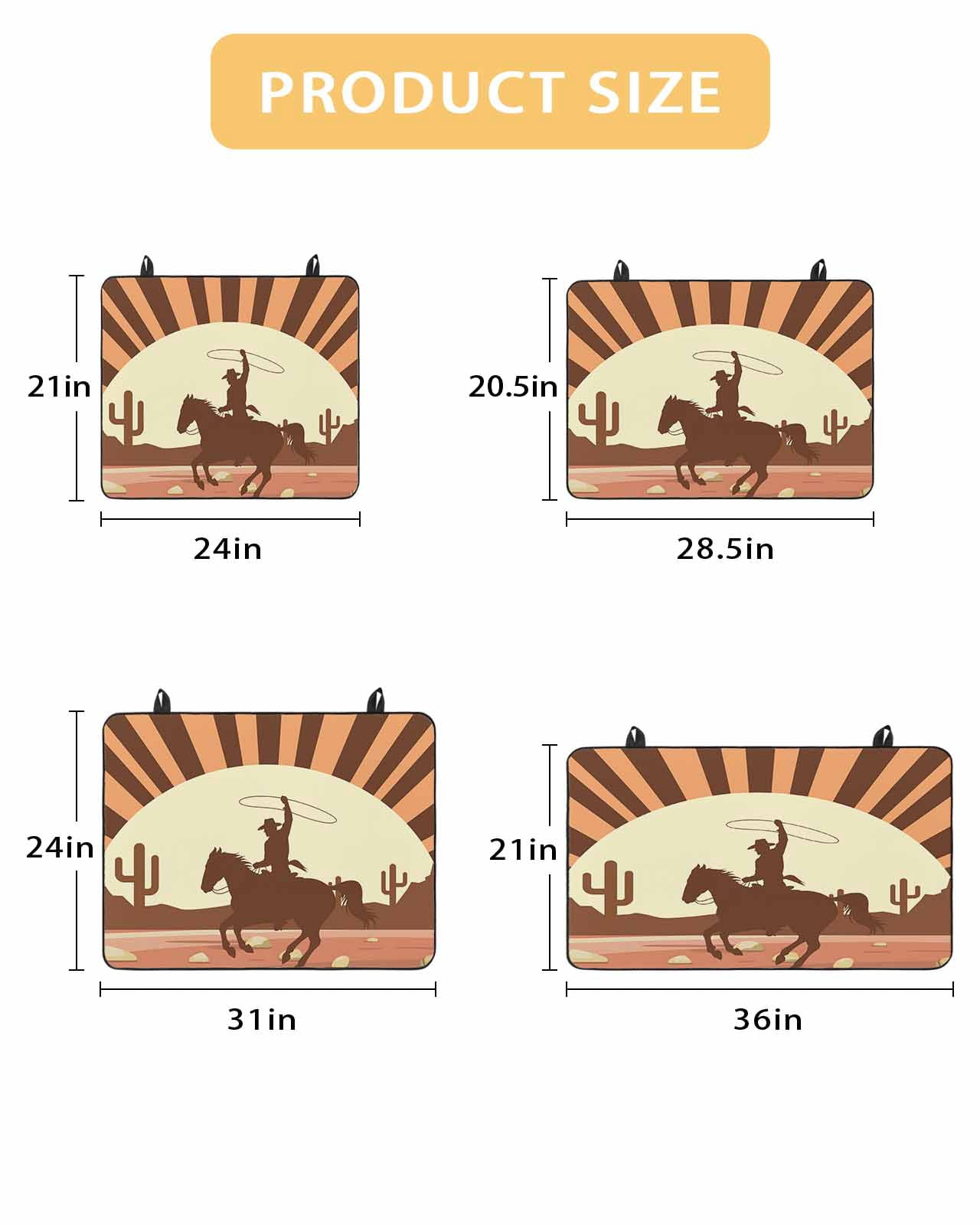 Large Induction Cooktop Protector Mat Brown Vintage Western Stove Top Covers for Electric Stove, Horse Cactus Retro Art Decorative Stove Burner Cover Mats, Glass Top Stove Cover