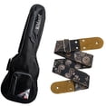 thumbnail image 1 of PAQUETE Estuche para guitarra clásica, Funda para guitarra, Gig bag , guitar case para trasporte y protección, color negro bordes grises + Tahali strap correa guitarra Kidam  CALAVERAS MEXICANAS, 1 of 5