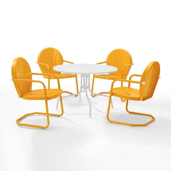 Outdoor Dining Set 5pc Metal Patio Furniture Set Modern Steel Chairs Table