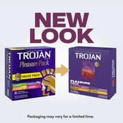Trojan Pleasure Pack, Assorted Latex Lubricated Condoms for Men, Her Pleasure, Bareskin Studded, Ecstasy & Charged Varieties, 36 Count