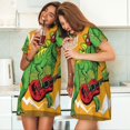 thumbnail image 4 of Fotbe Cool Dinosaur Playing Guitar Bata de Dormir para Mujer con Estampado, Camisón de Algodón de Manga Corta, Ropa de Dormir Casual, 4 of 6