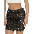 thumbnail image 6 of Womens Summer Sexy Shiny Sequin Skirt Casual Elastic Mini A-line Skirt Mini Bodycon Skirt for Club Streetwear, 6 of 10