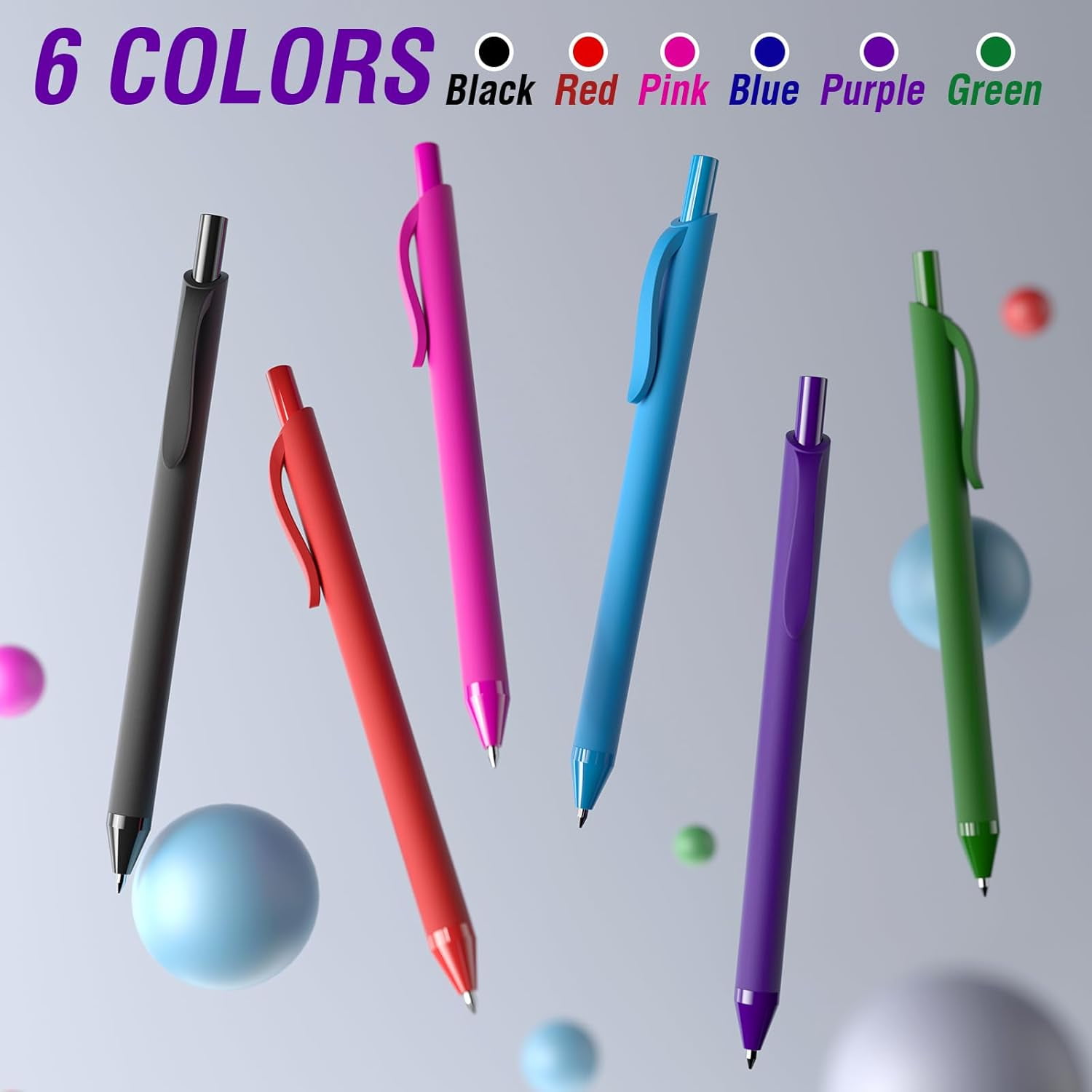 50 Pack Purple Ink Pens - Bulk Pens, 1.0MM Medium Point Ballpoint Pens, Smooth Writing No Bleed Retractable Ball Point Pen (Purple)