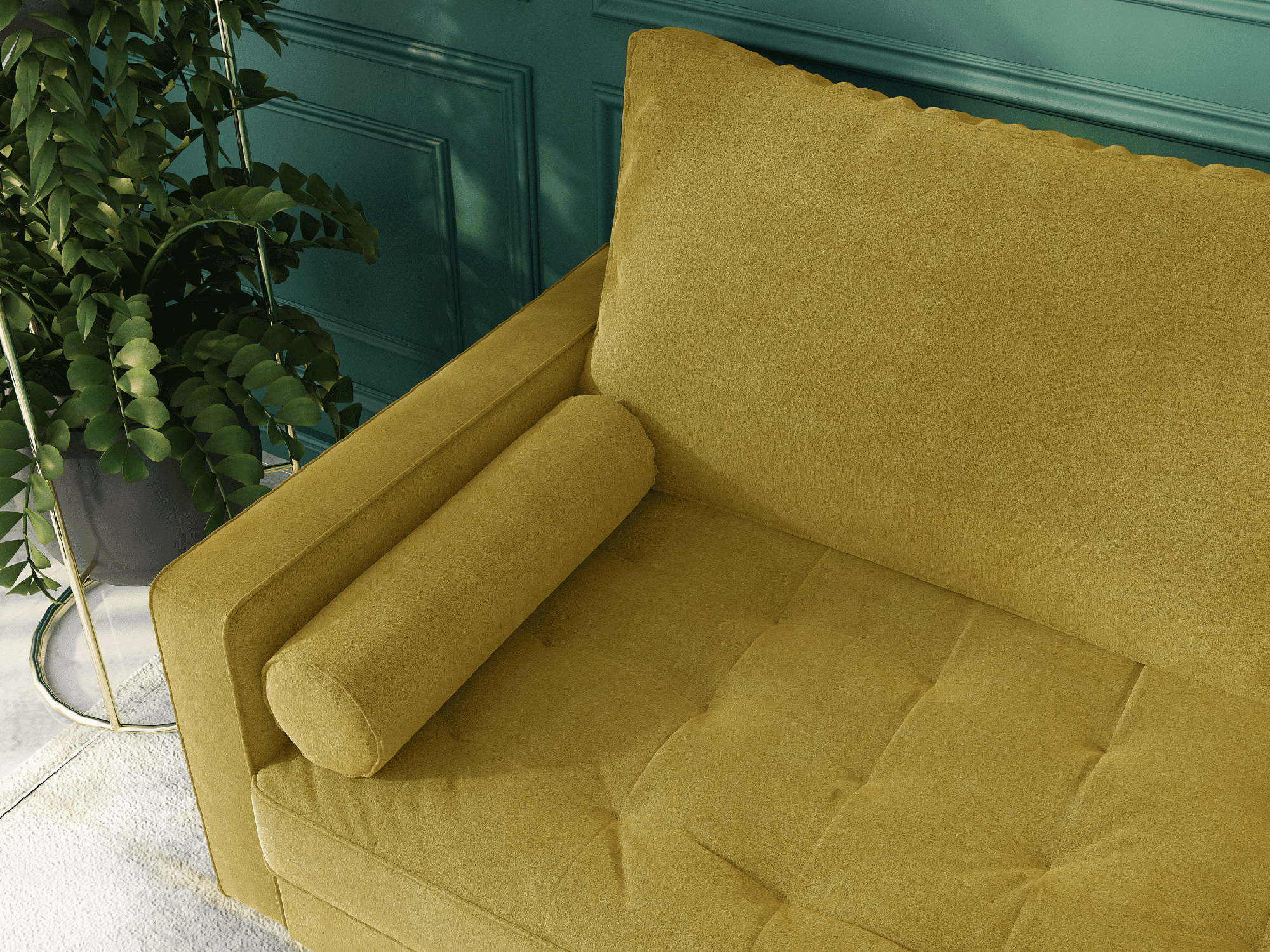 Koby Home Sectional Loveseat Couch Sofa Mid-Century 58" Sofas Couches for Living Room Goldenrod Yellow