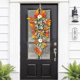 thumbnail image 3 of 60cm Autumn Pumpkin Harvest Wreath - Artificial Maple Leaves Garland Thanksgiving Door Hanging Decoration for Windows Front Doors, 3 of 5