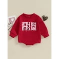 thumbnail image 2 of Bslissey Baby Girls Boys Valentine’s Day Sweatshirt Romper 3M 6M 12M 18M Long Sleeve Letter Print Jumpsuit Newborn Infant Spring Fall Casual Clothes Bodysuit, 2 of 8