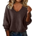 thumbnail image 2 of Only Moment Brown Womens Long Sleeve Sweater Crew Neck Elegant Casual Fall Outfits, Soft Comfy Fashion Clothing, Trendy 2026 Winter Clothes M, 2 of 9