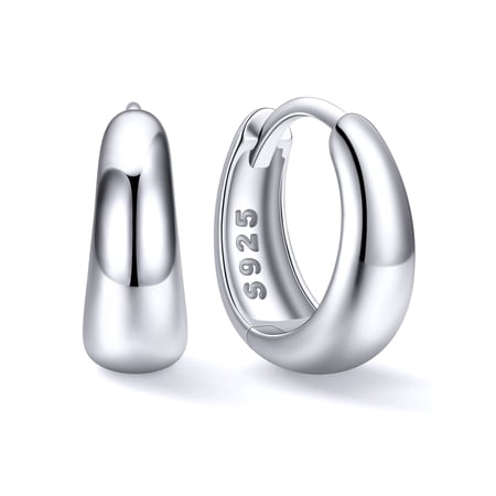 ChicSilver Solid 925 Sterling Silver Chunky Hoop Earrings for Women Hypoallergenic Thick Huggie Earring Wide Hoops Everyday Hoop Earrings