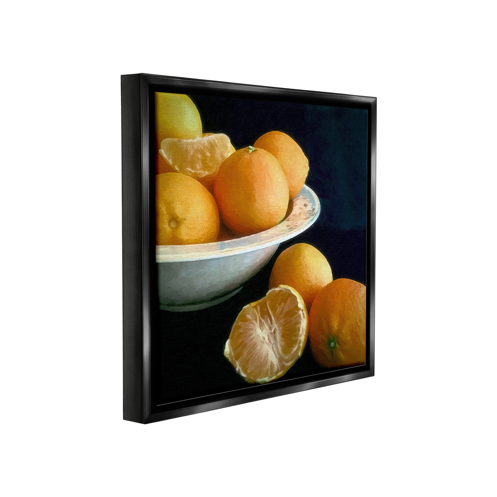 Stupell Industries Peeled Oranges Still Life Food & Beverage Painting Black Floater Framed Canvas Art Print Wall Art, 18 x 18
