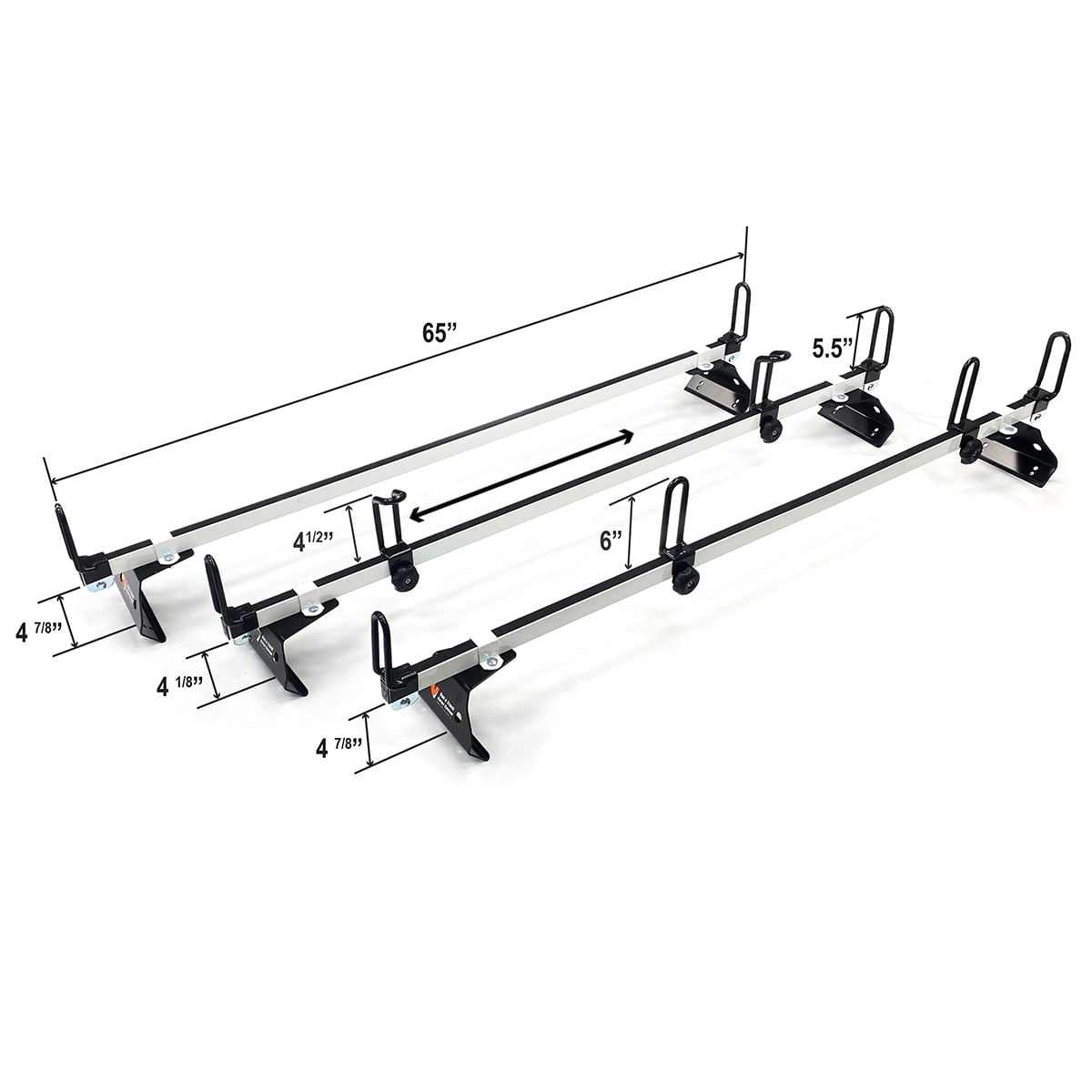 Vantech GFY Heavy Duty 3 Bar Ladder Roof Rack Fits: Chevy Express All Year & Trims (White)
