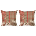 thumbnail image 1 of Ambesonne Flower Throw Pillow Cover 2 Pack, Vintage Style Botany Art, 16", Salmon Umber, 1 of 6