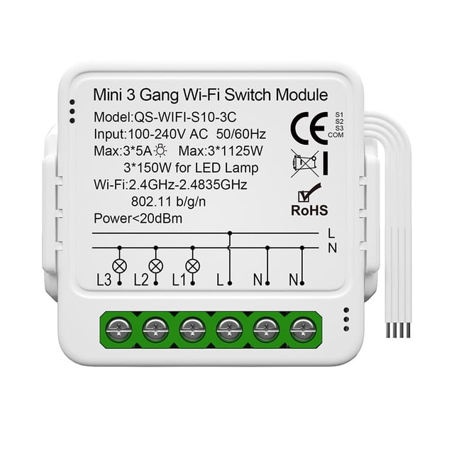 para Tuya para Smart Módulo de interruptor WiFi 1/2/3 Gang para Smart Interruptor para Alexa para Google