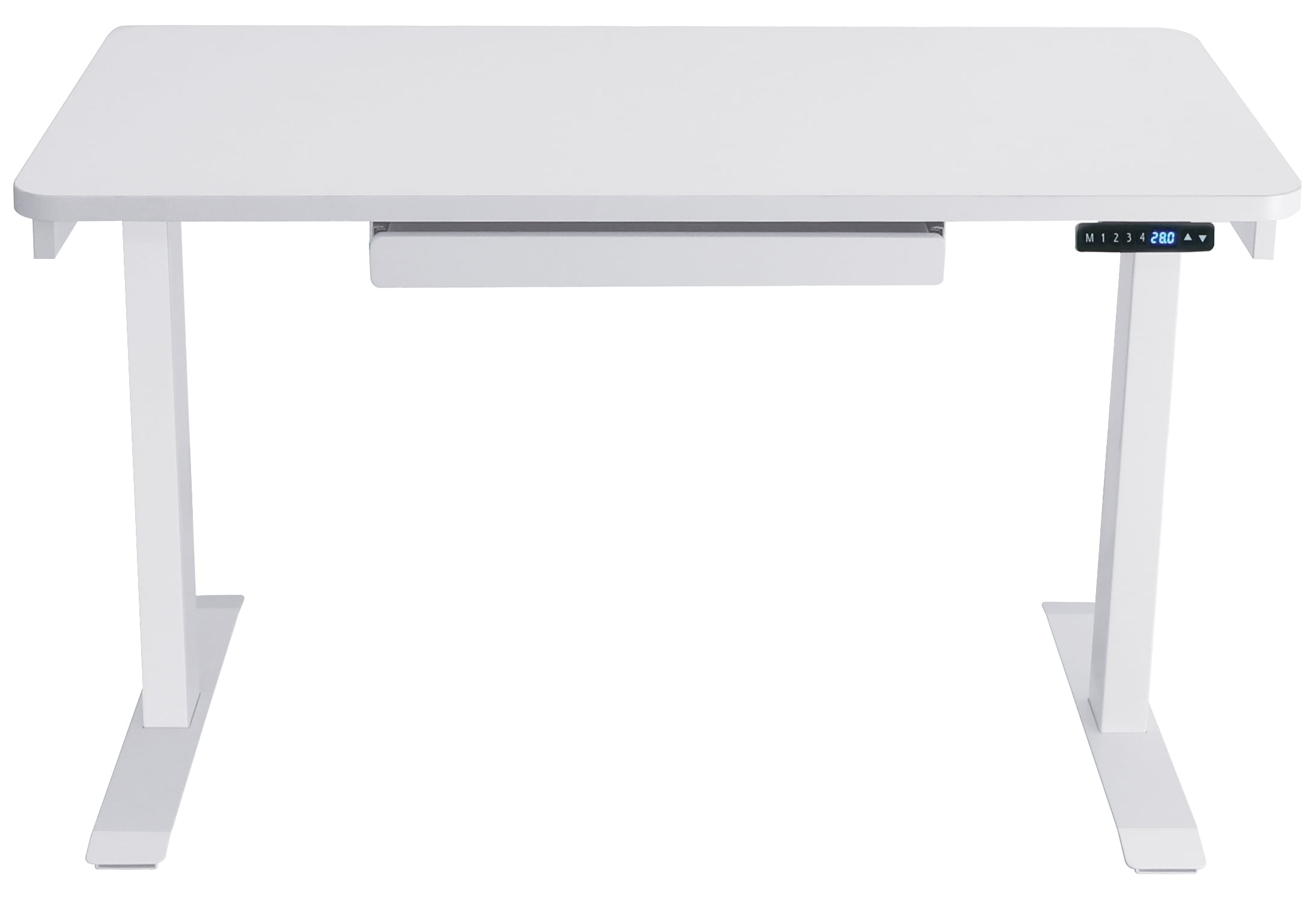 Motionwise White Electric Height Adjustable Standing Desk, 24”x48", Height Adjustable 28"-48" with 4 pre-set height adjustments and USB Charge Port, Multiple Colors
