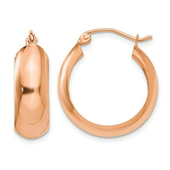 14K Rose Pink Gold Polished Hoop Earrings