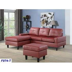 Coaster Darie Leather Sectional Sofa With Ottoman In Black Coaster Darie Leather Sectional Sofa